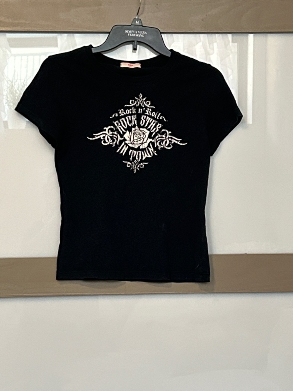 Black Short-Sleeve Graphic Tee with Center Emblem
